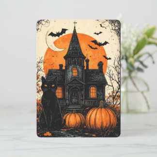 Invitación Fiesta de Halloween en Casa Embrujada Vintage