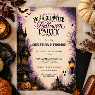 Invitación Fiesta de Halloween en Casa Embrujada Vintage