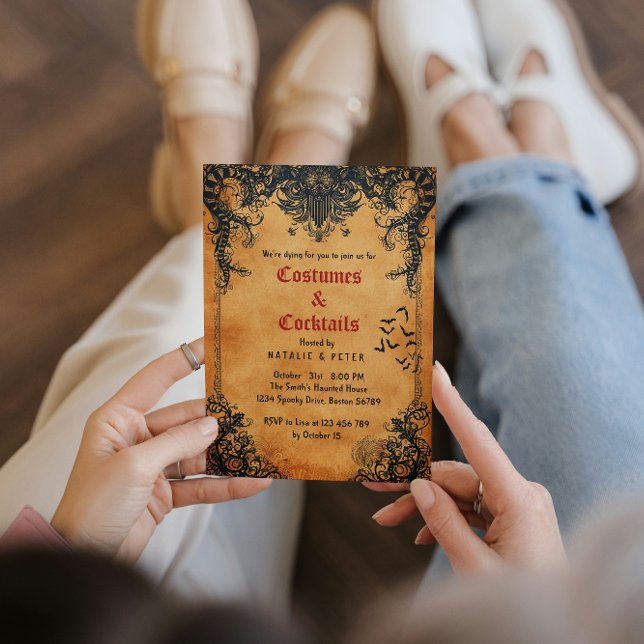 Invitación Fiesta de Halloween en disfraces y cócteles (Subido por el creador)