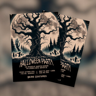 Invitación Fiesta de Halloween en el árbol de miedo