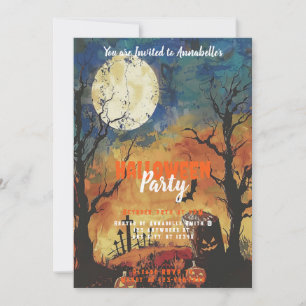 Invitación Fiesta de Halloween en el cementerio de la Luna Ll