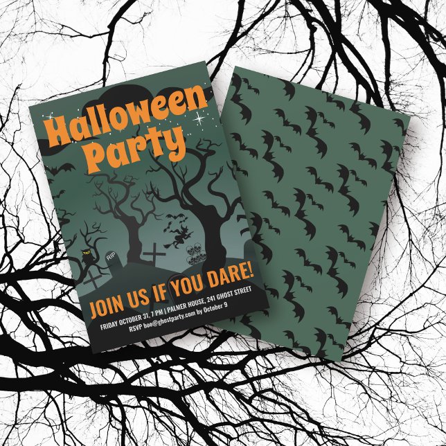 Invitación Fiesta de halloween en el cementerio gris de la ci (Subido por el creador)