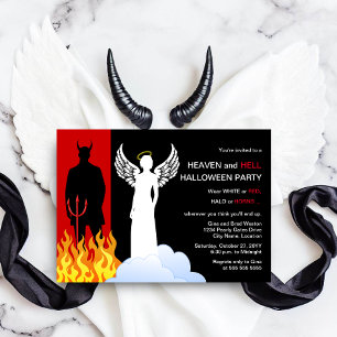 Invitación Fiesta De Halloween En El Cielo Y El Infierno