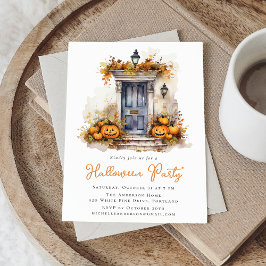 Invitación Fiesta de Halloween en el porche delantero con acu
