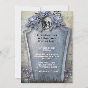 Invitación Fiesta de Halloween en el Skeleton Gótico Spooky