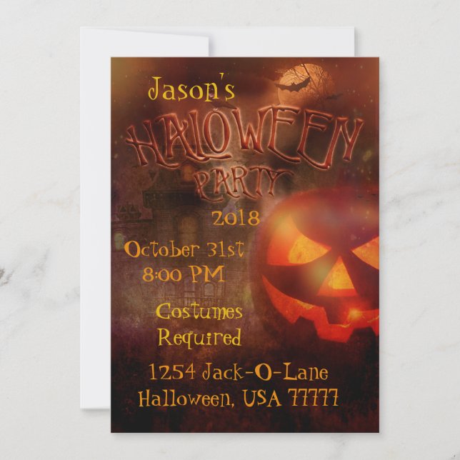 Invitación Fiesta de Halloween en la casa de los creepy Jack- (Anverso)