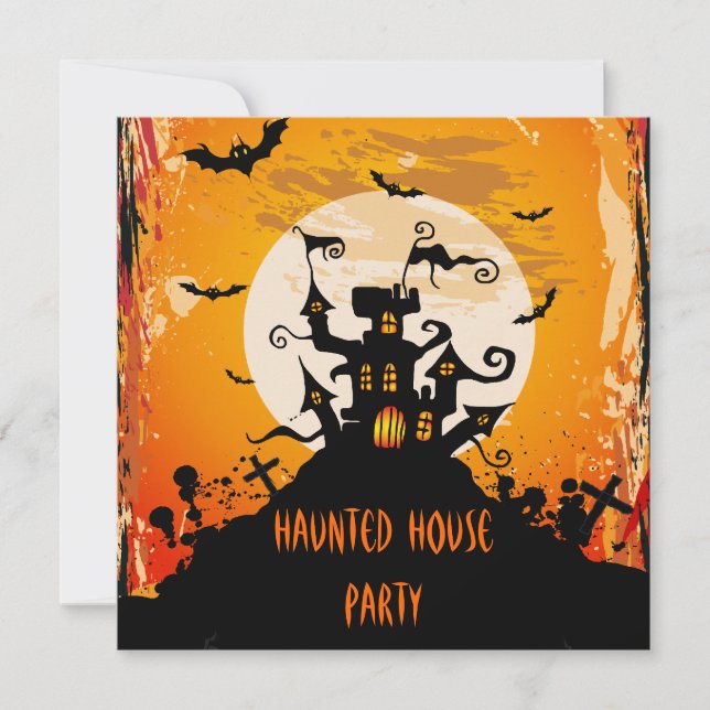 Invitación Fiesta de Halloween en la casa embrujada (Anverso)