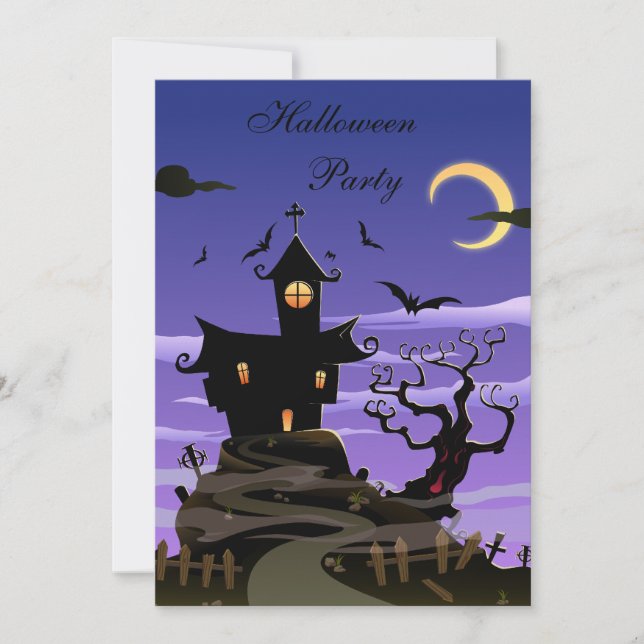 Invitación Fiesta de Halloween en la casa fantasmal (Anverso)