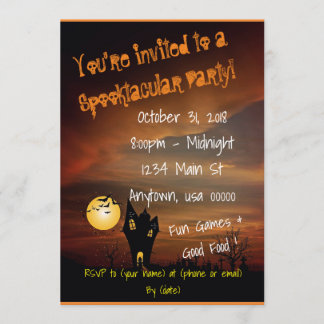 Invitación Fiesta de Halloween en la Casa Spooktacular