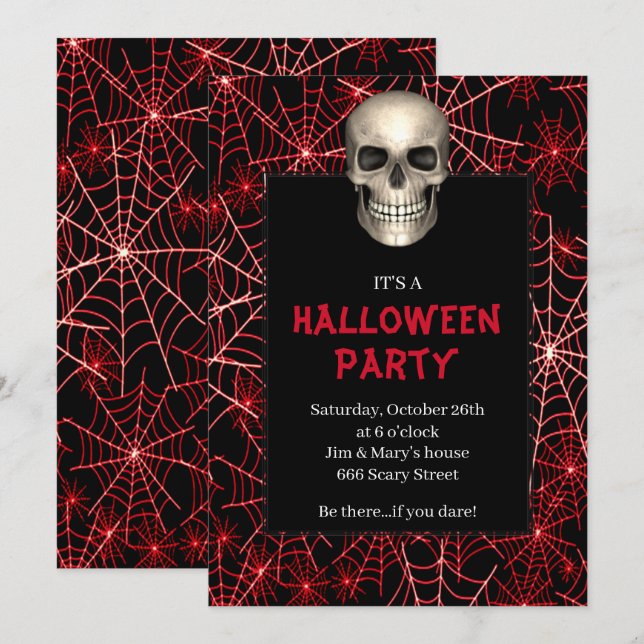 Invitación Fiesta de Halloween en la Red Spider de la Calaver (Anverso / Reverso)