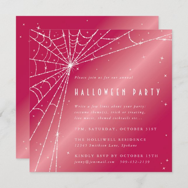 Invitación Fiesta de Halloween en la Web de Spider Sparkling  (Anverso / Reverso)