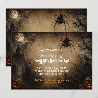 Invitación Fiesta de Halloween en Mansión Embrujada de Pelo e