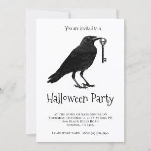 Invitación Fiesta de Halloween en Raven Negro Gótico