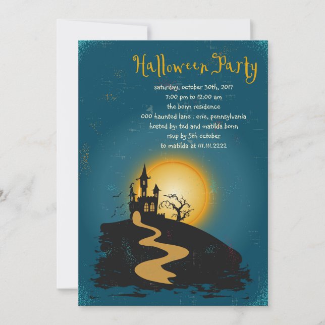 Invitación Fiesta de Halloween encantada (Anverso)
