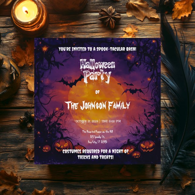 Invitación Fiesta de Halloween encantada con calabazas y murc (Subido por el creador)