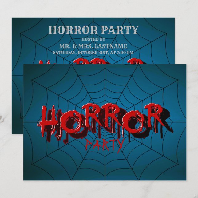 Invitación Fiesta de Halloween Escándalo del horror rojo Arañ (Anverso / Reverso)