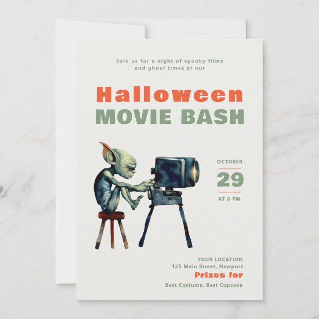 Invitación Fiesta de Halloween Espada Noche De Película Imp G (Anverso)