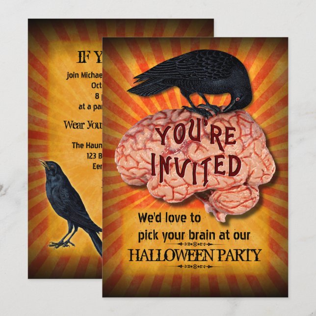 Invitación Fiesta de Halloween - Espeluznante avena en Person (Anverso / Reverso)