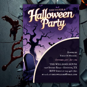Invitación Fiesta de Halloween espeluznante cementerio espant