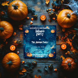 Invitación Fiesta de Halloween espeluznante con calabazas bri