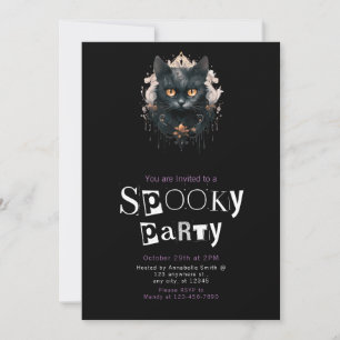 Invitación Fiesta de Halloween espeluznante del gato negro
