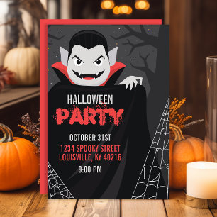 Invitación Fiesta de Halloween espeluznante del vampiro Drácu