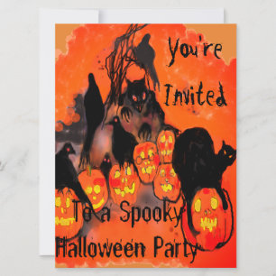Invitación Fiesta de Halloween espeluznante duendes calabazas