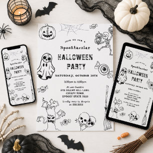 Invitación Fiesta de Halloween Espeluznante Negra