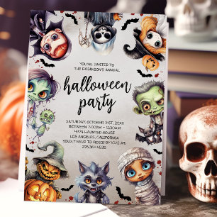 Invitación Fiesta de Halloween espeluznante y adorable