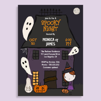 Invitación Fiesta de Halloween espeluznante y adorable Casa E