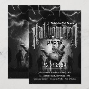 Invitación Fiesta de Halloween espeluznante zombies negros no