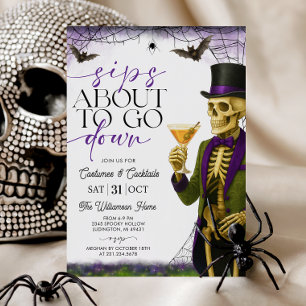 Invitación Fiesta de Halloween Esqueleto con Tragos a Punto d
