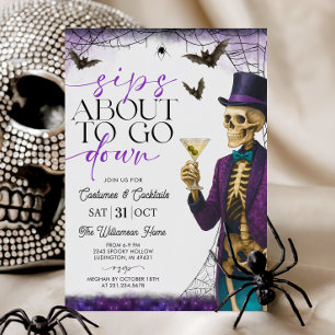 Invitación Fiesta de Halloween Esqueleto con Tragos a Punto d