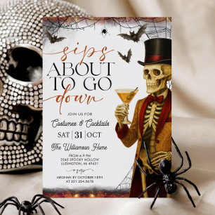 Invitación Fiesta de Halloween Esqueleto con Tragos a Punto d