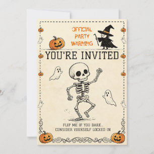 Invitación Fiesta de Halloween Esqueleto Vintage Boo
