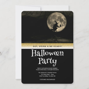 Invitación Fiesta de Halloween Fantasía gótica Monn Bruja