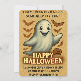 Invitación Fiesta de Halloween fantasma Purpurinoso