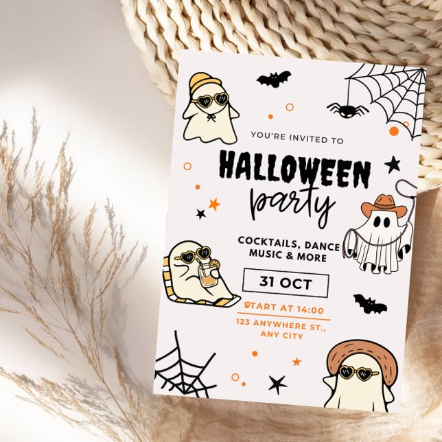 Invitación Fiesta de Halloween, fantasmas muy amables (Subido por el creador)