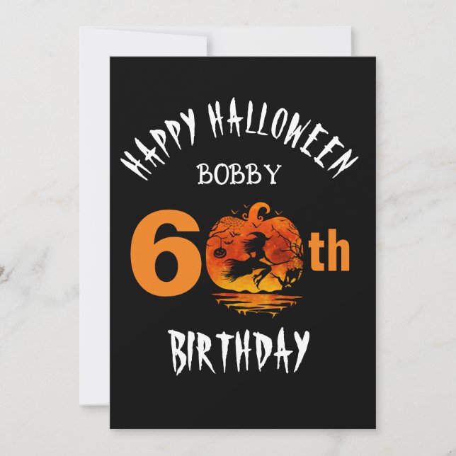 Invitación Fiesta de Halloween Feliz Cumpleaños 60 Personaliz (Anverso)