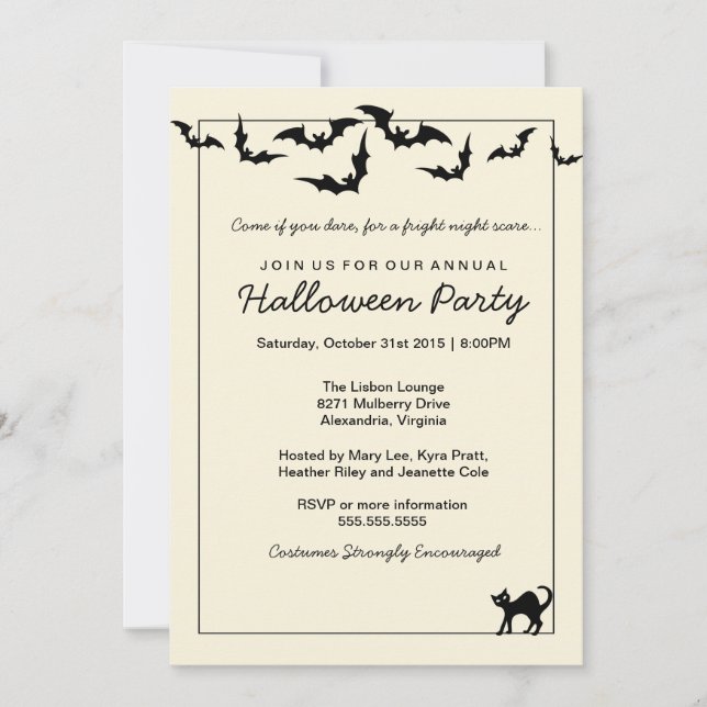 Invitación Fiesta de Halloween / Fiesta de disfraces / Festiv (Anverso)