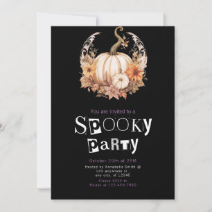 Invitación Fiesta de Halloween Floral de Calabaza Blanca Boho