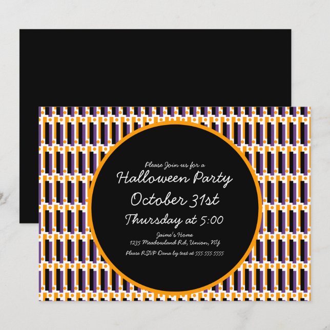 Invitación Fiesta de Halloween Formas geométricas Líneas  (Anverso / Reverso)
