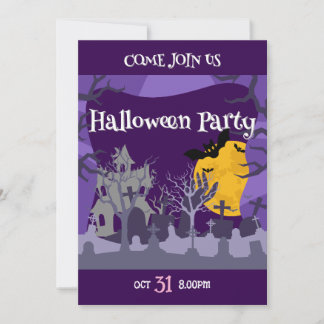 Invitación Fiesta de Halloween fur-miliar de bruja