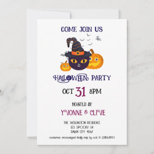 Invitación Fiesta de Halloween fur-miliar de bruja