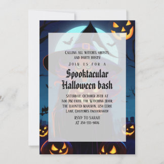 Invitación Fiesta de Halloween gótica de bruja espeluznante