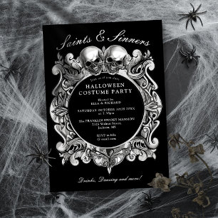 Invitación Fiesta De Halloween Gótica De Santos Y Sinceros Ad
