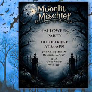 Invitación Fiesta de Halloween Gótica de Travesuras a la Luz 