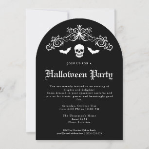 Invitación Fiesta de Halloween gótica espeluznante de cráneo