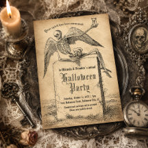 Fiesta de Halloween Gótica Lápida Esqueleto Vintag