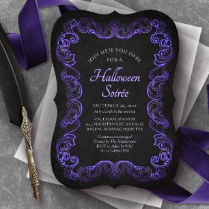 Invitación Fiesta de Halloween gótica morada elegante